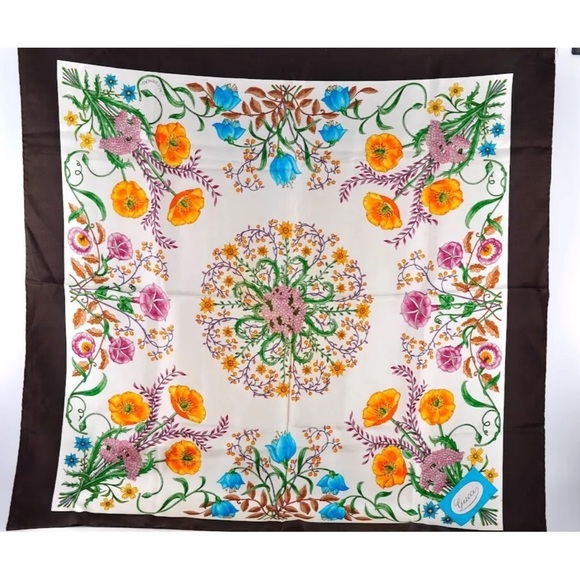Gucci Accessories - GUCCI Flower Multicolor Scarf 100% Silk EUC Authentic w/Tag 34x34 inches